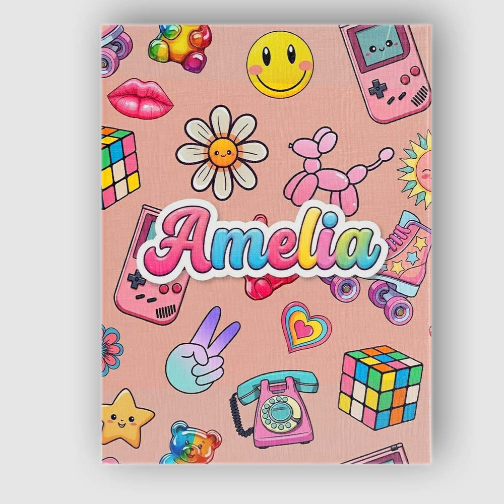 Personalised Name Toys Smiley Roller Skate Custom Unique Gift Idea Elegant Feature Canvas Wall Art Print Decor Picture Ready to Hang