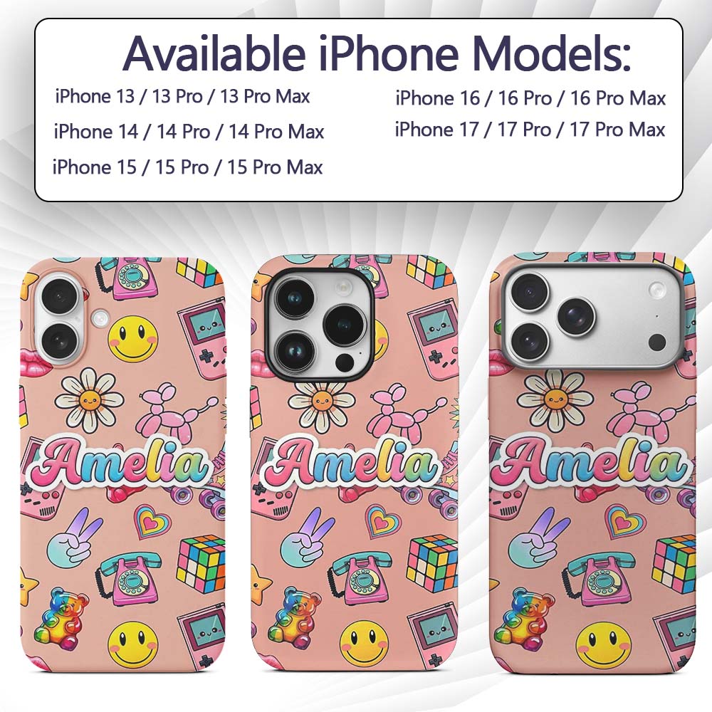 Toys Smiley Roller Skate Beige Printed Design Custom Name Protective Phone Case Mobile Cover Durable Everyday Smartphone Shock Resistant