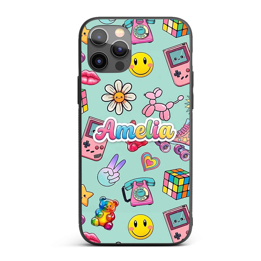 Toys Smiley Roller Skate Mint Background Seamless Custom Name Protective Phone Case Mobile Cover Durable Everyday Smartphone Shock Resistant