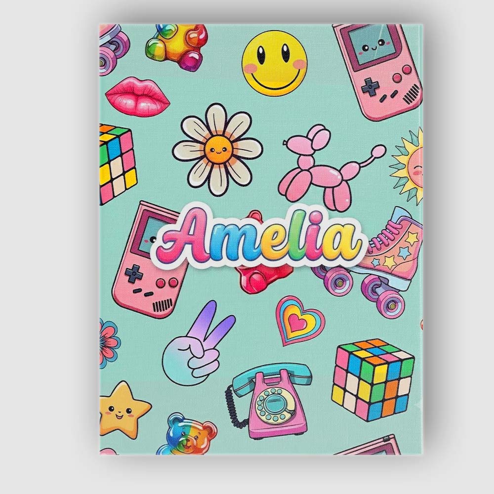 Personalised Name Toys Smiley Roller Skate Custom Unique Gift Idea Elegant Feature Canvas Wall Art Print Decor Picture Ready to Hang