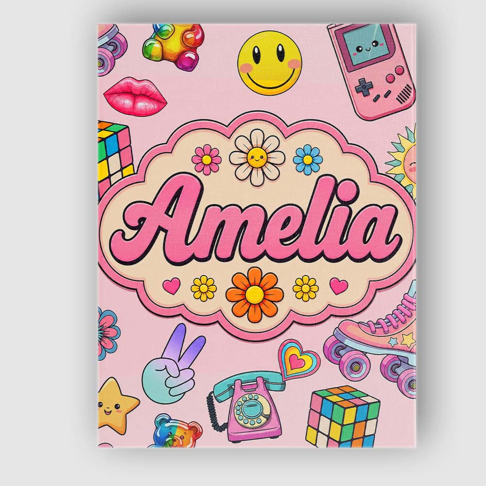 Personalised Name Toys Smiley Roller Skate Custom Unique Gift Idea Elegant Feature Canvas Wall Art Print Decor Picture Ready to Hang
