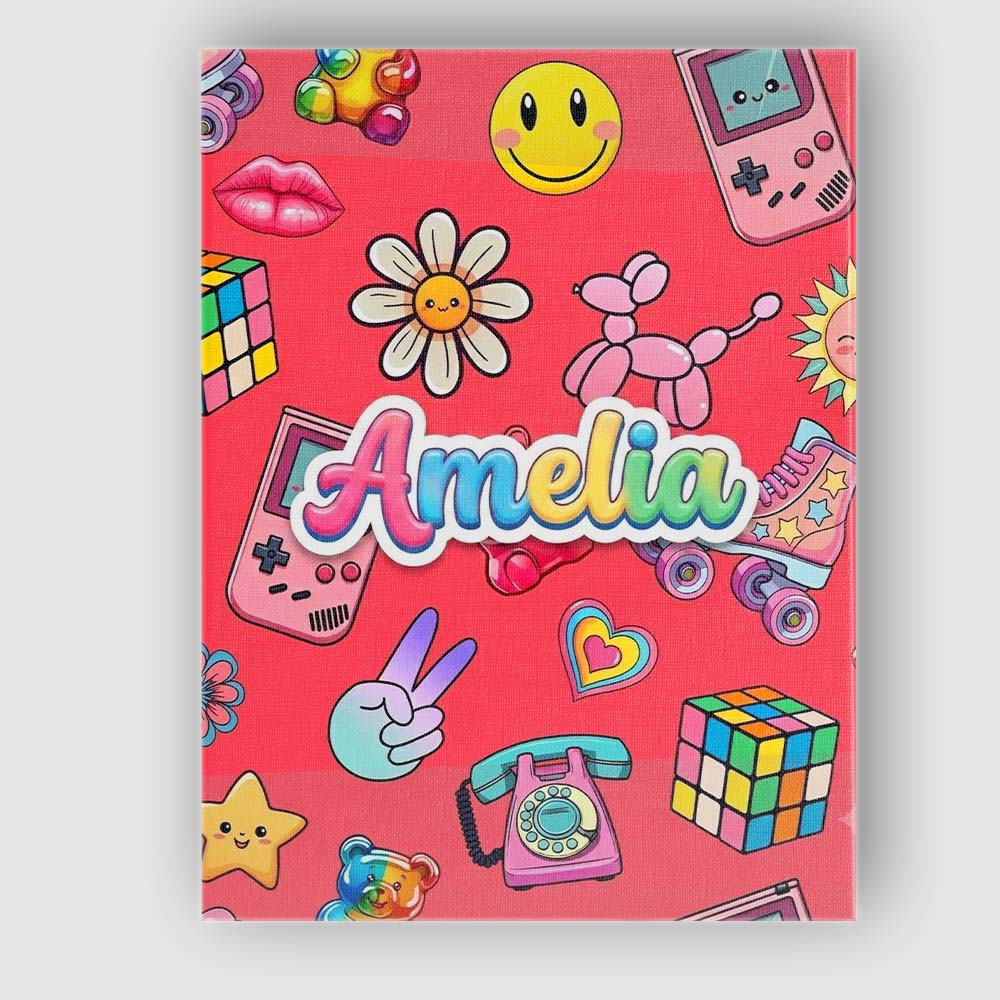 Personalised Name Toys Smiley Roller Skate Custom Unique Gift Idea Elegant Feature Canvas Wall Art Print Decor Picture Ready to Hang