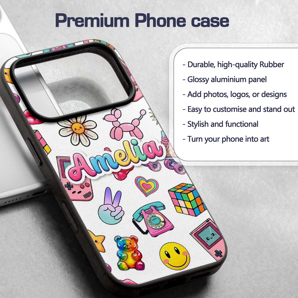 Gummy Bear Rainbow Roller Skate Lightning Grey Custom Name Protective Phone Case Mobile Cover Durable Everyday Smartphone Shock Resistant