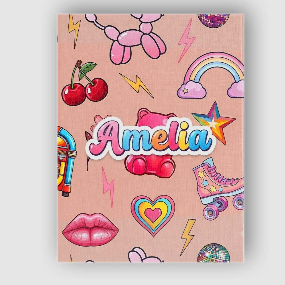 Personalised Name Gummy Bear Rainbow Roller Custom Bespoke Interior Contemporary Canvas Wall Art Print Decor Picture Ready to Hang