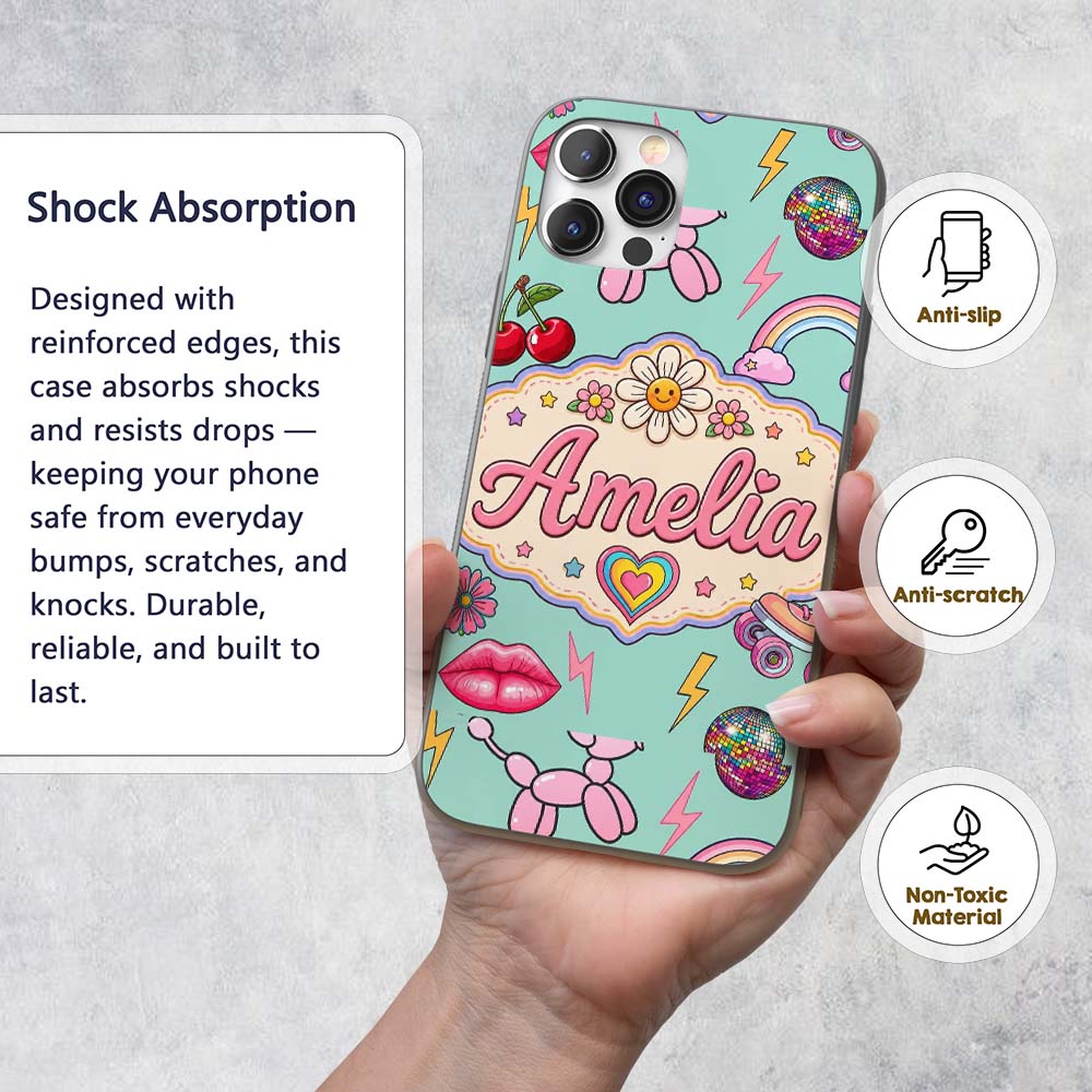 Gummy Bear Rainbow Roller Skate Lightning Mint Custom Name Protective Phone Case Mobile Cover Durable Everyday Smartphone Shock Resistant