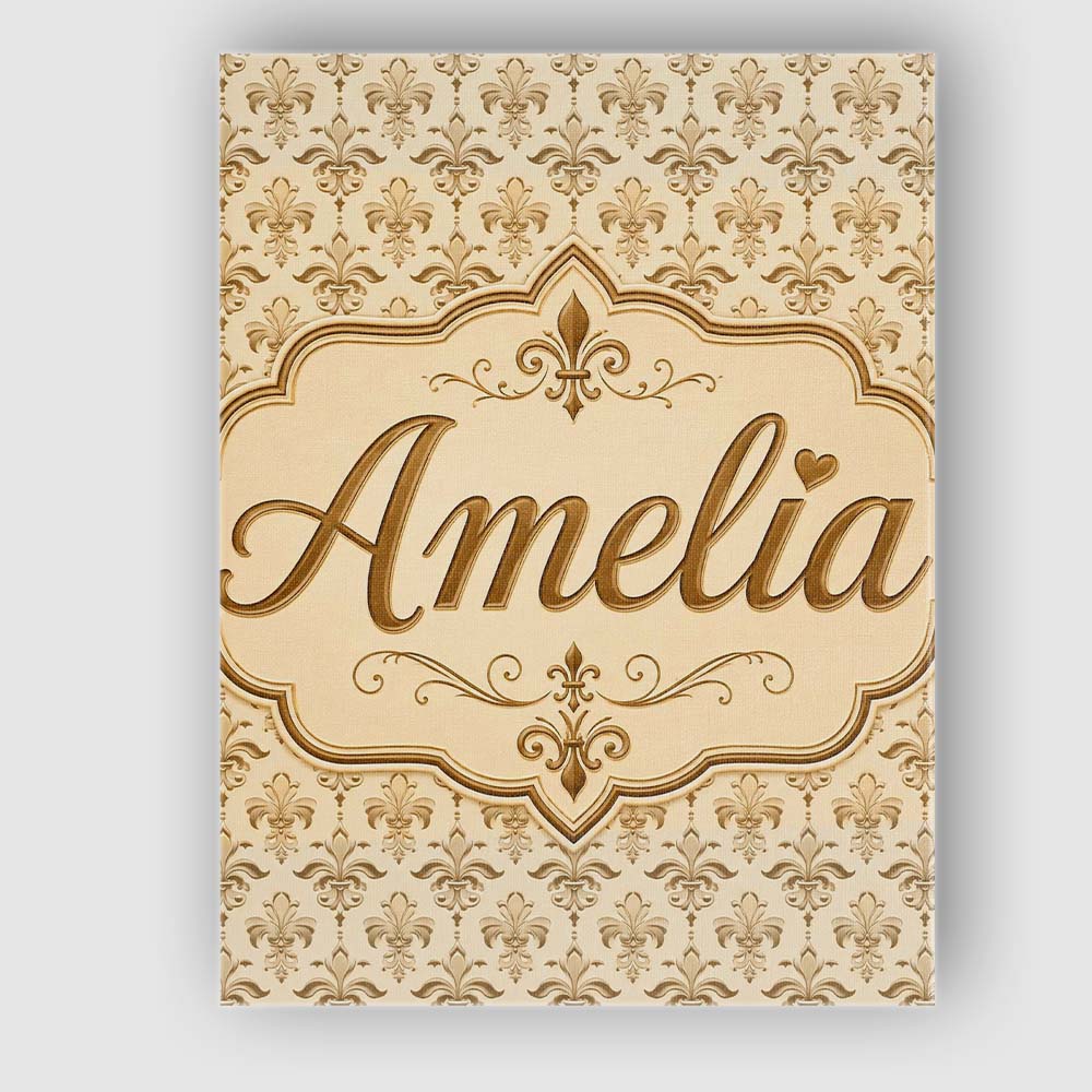 Personalised Name Soft Gold Fleur De Lis Custom Unique Gift Idea Elegant Feature Canvas Wall Art Print Decor Picture Ready to Hang