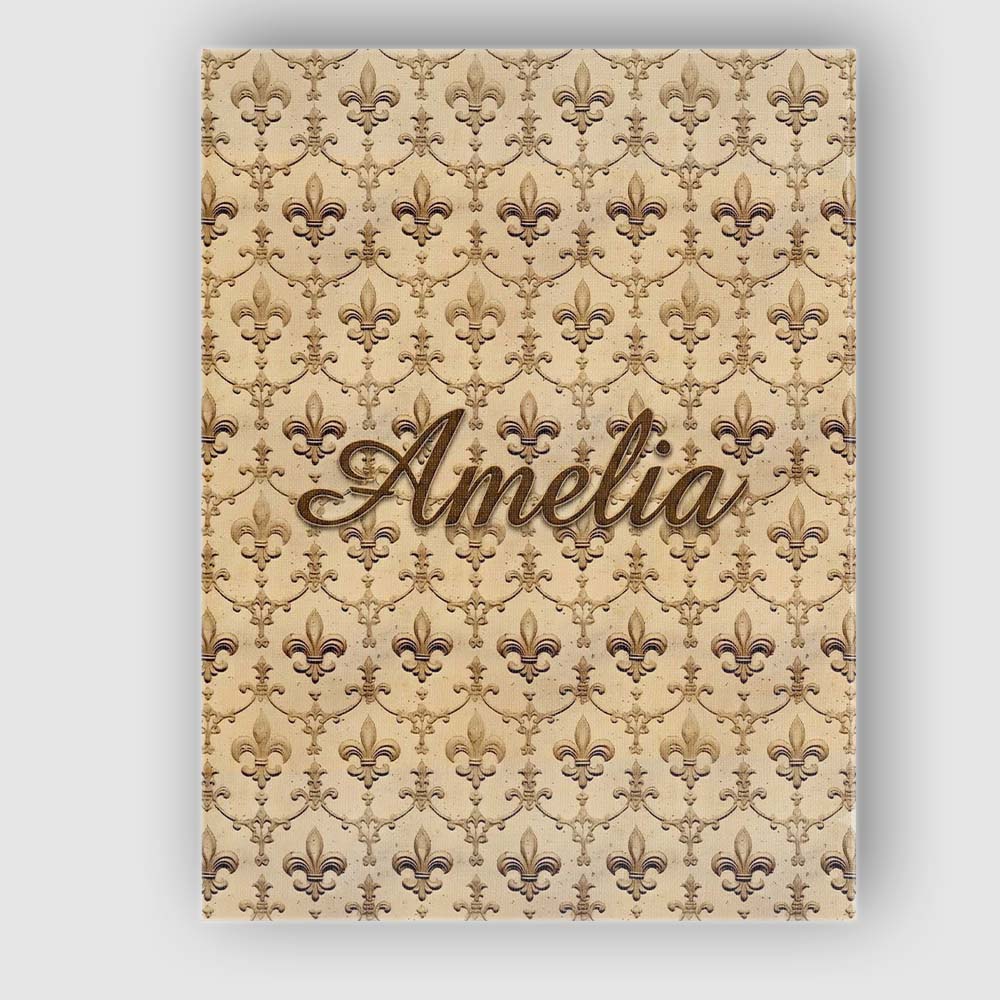 Personalised Name Classic Beige Fleur De Custom Unique Gift Idea Elegant Feature Canvas Wall Art Print Decor Picture Ready to Hang