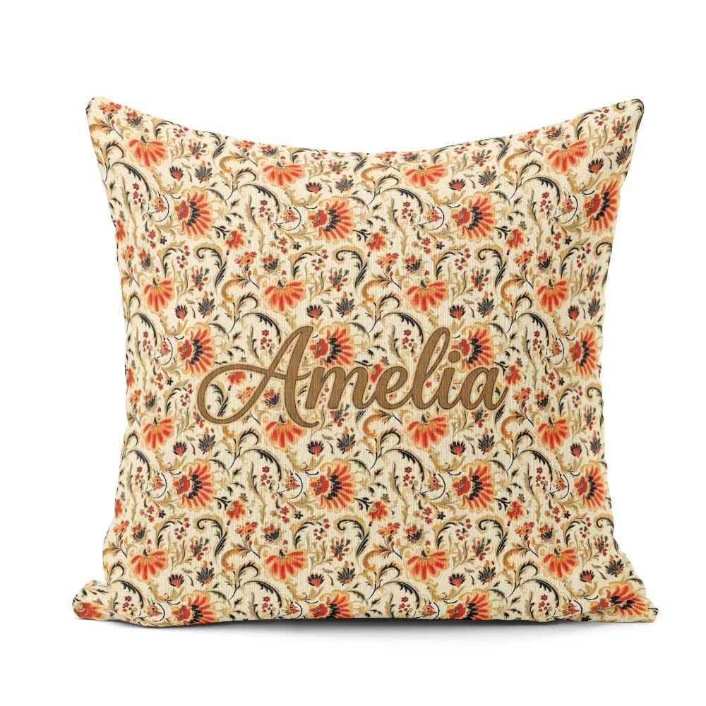 Custom Name Bold Orange Navy Seamless Pattern Classic Decorative Square Filled Cushion Throw Pillow Sofa Bed Home Decor Zip Washable UK Made
