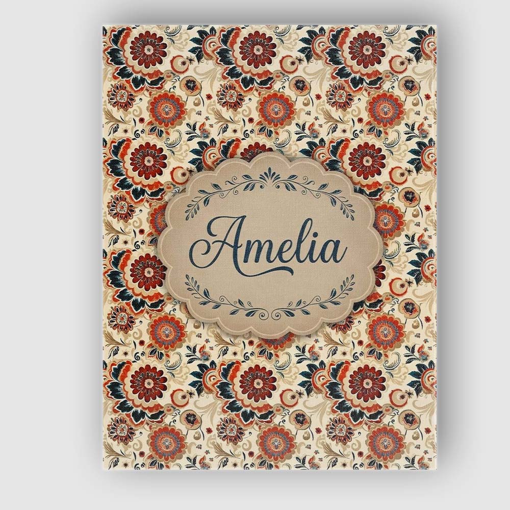 Personalised Name Bold Floral Bloom Seamless Custom Bespoke Contemporary Display Canvas Wall Art Print Decor Picture Ready to Hang