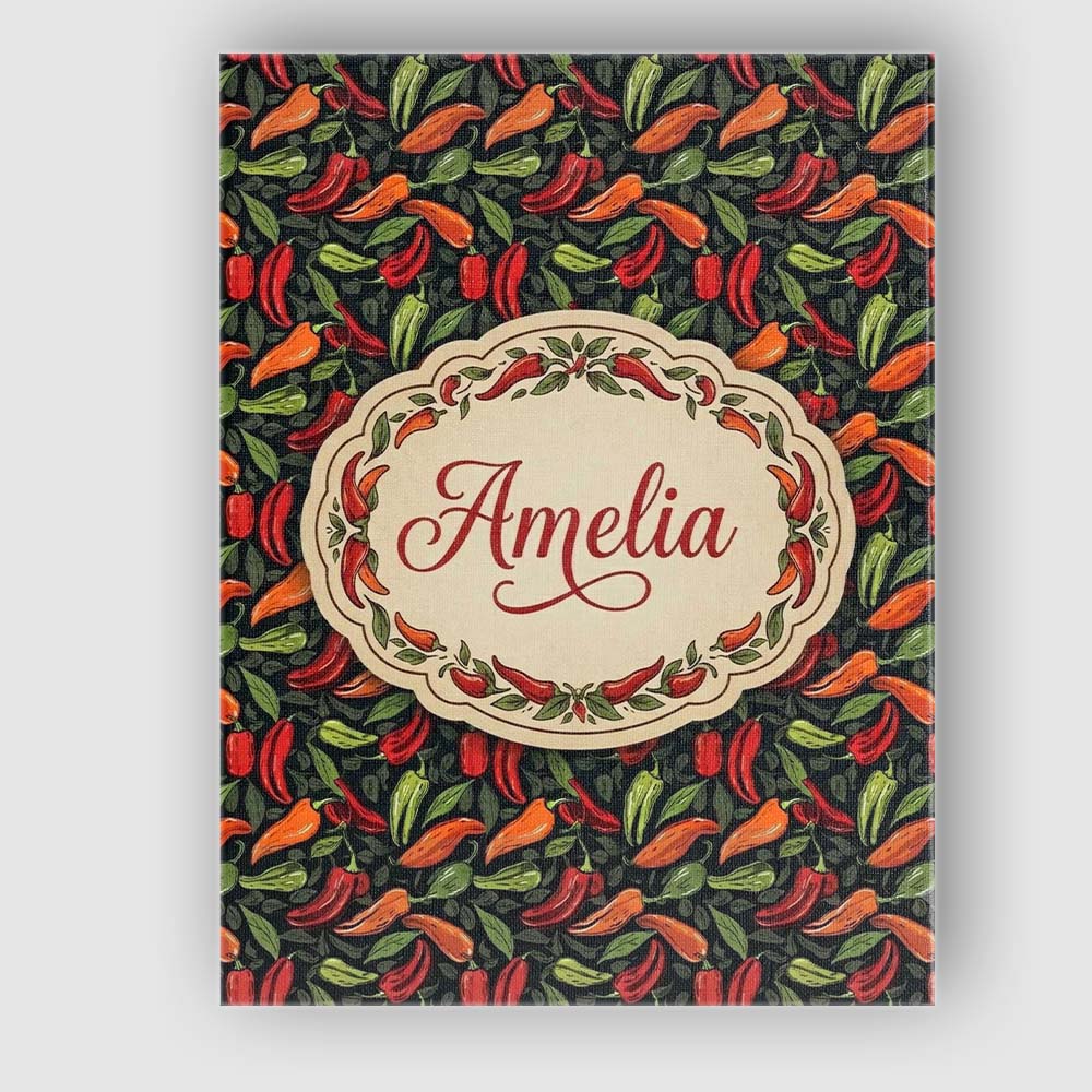 Personalised Name Mixed Chili Peppers and Custom Unique Gift Idea Elegant Feature Canvas Wall Art Print Decor Picture Ready to Hang