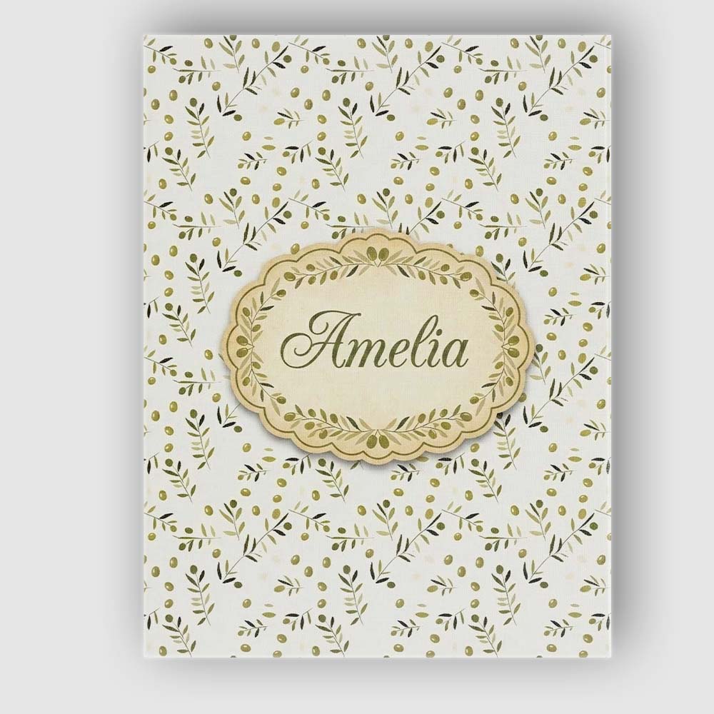Personalised Name Green Olive Branch Custom Premium Decorative Design Modern Room Accent Canvas Wall Art Print Decor Picture Ready to Hang