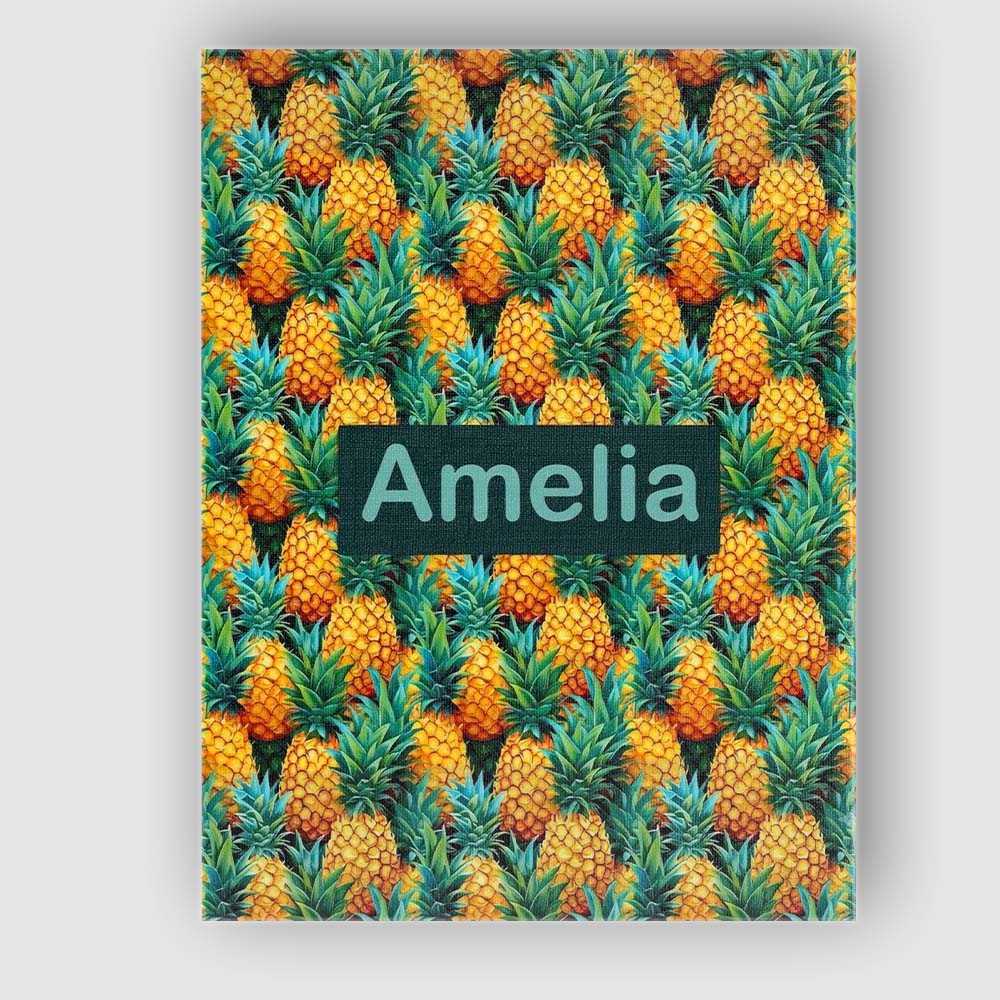 Personalised Name Vibrant Pineapple Tropical Custom Bespoke Contemporary Display Canvas Wall Art Print Decor Picture Ready to Hang