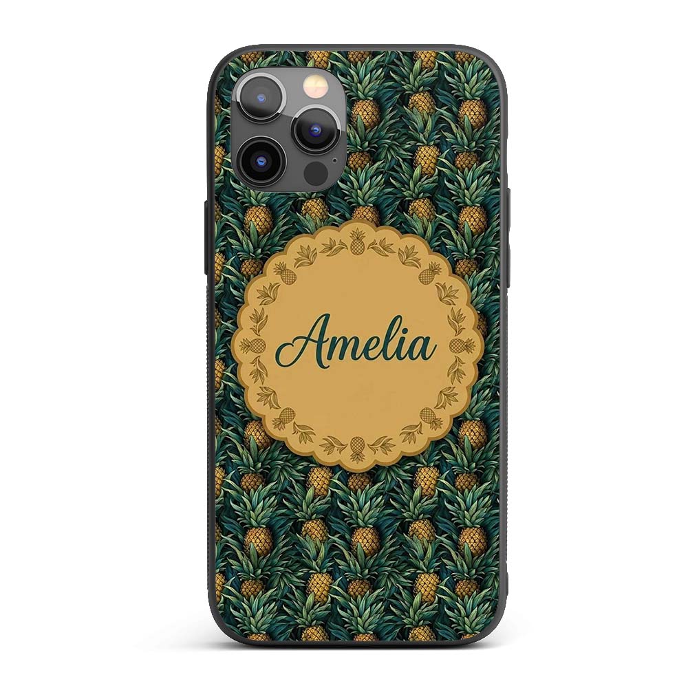 Dark Pineapple Jungle Seamless Printed Design Custom Name Protective Phone Case Mobile Cover Durable Everyday Smartphone Shock Resistant