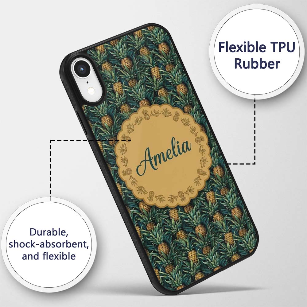 Dark Pineapple Jungle Seamless Printed Design Custom Name Protective Phone Case Mobile Cover Durable Everyday Smartphone Shock Resistant