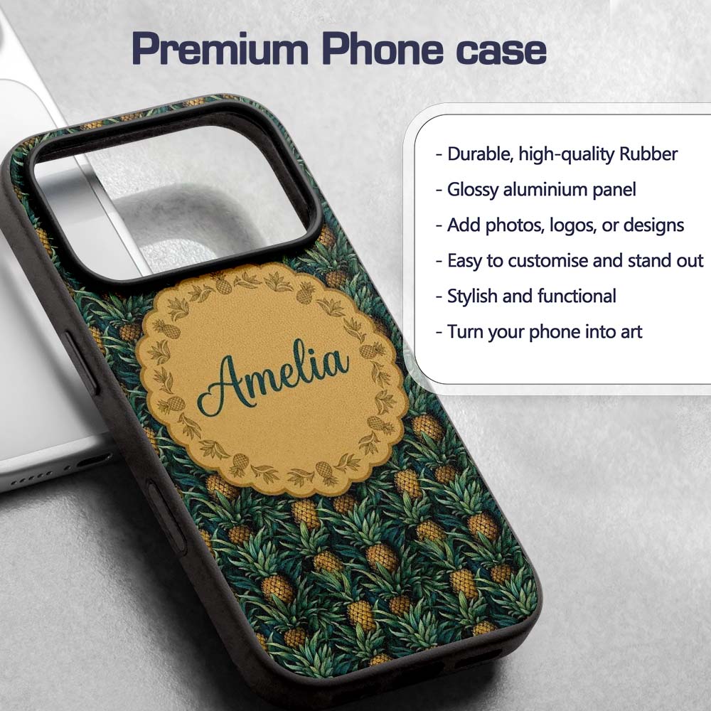 Dark Pineapple Jungle Seamless Printed Design Custom Name Protective Phone Case Mobile Cover Durable Everyday Smartphone Shock Resistant