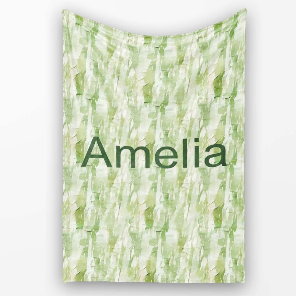 Soft Green Watercolor Abstract Texture Seamless Pattern Artistic Personalised Custom Name Super Soft Fleece Blanket Bed Sofa Throw