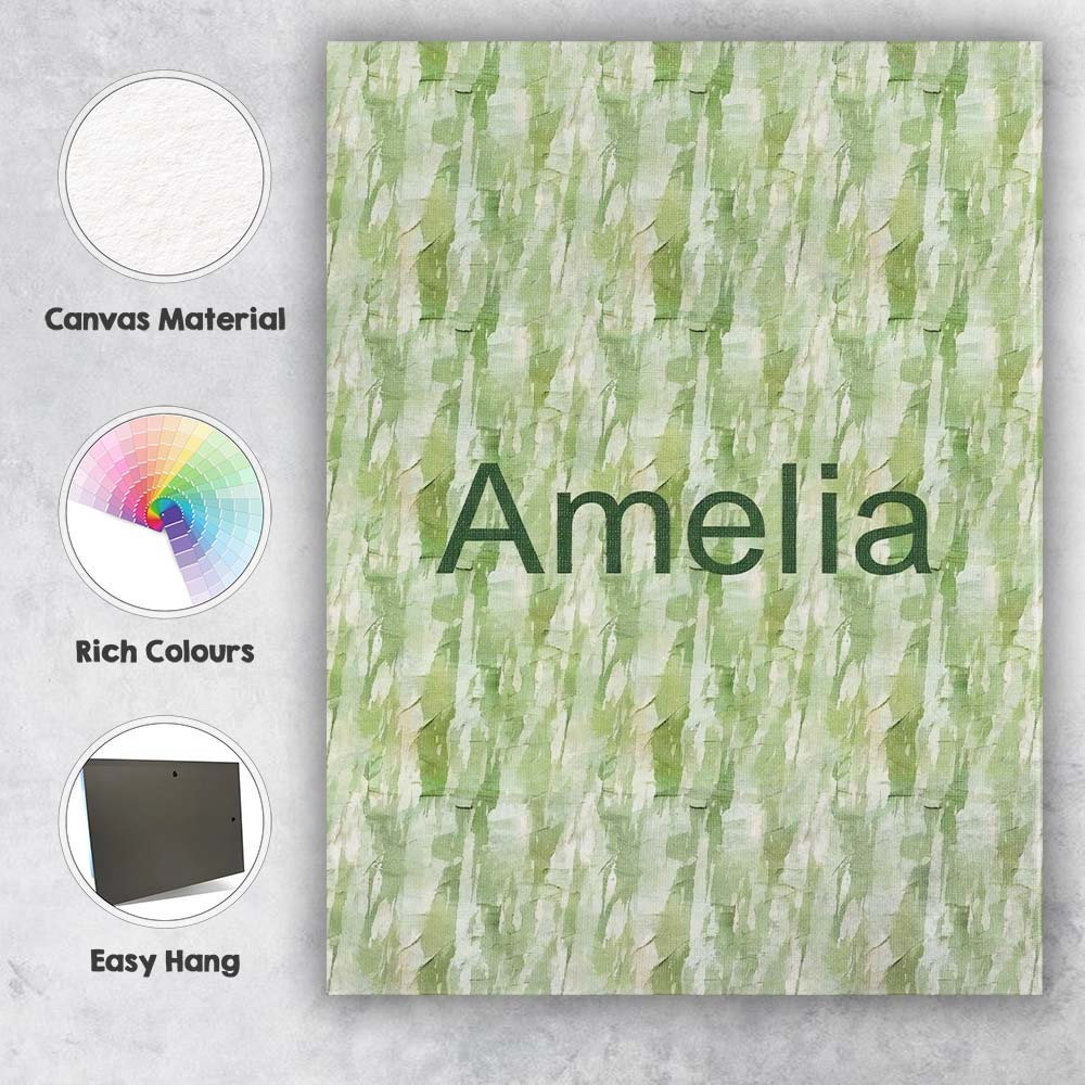 Personalised Name Soft Green Watercolor Custom Modern Room Accent Elegant Feature Canvas Wall Art Print Decor Picture Ready to Hang