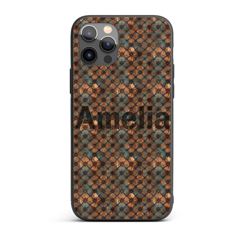 Rusty Diamond Metal Grid Seamless Printed Design Custom Name Protective Phone Case Mobile Cover Durable Everyday Smartphone Shock Resistant