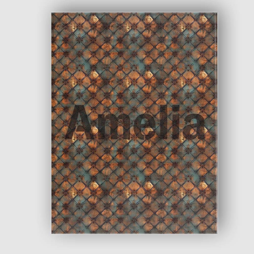 Personalised Name Rusty Diamond Metal Grid Custom Unique Gift Idea Elegant Feature Canvas Wall Art Print Decor Picture Ready to Hang