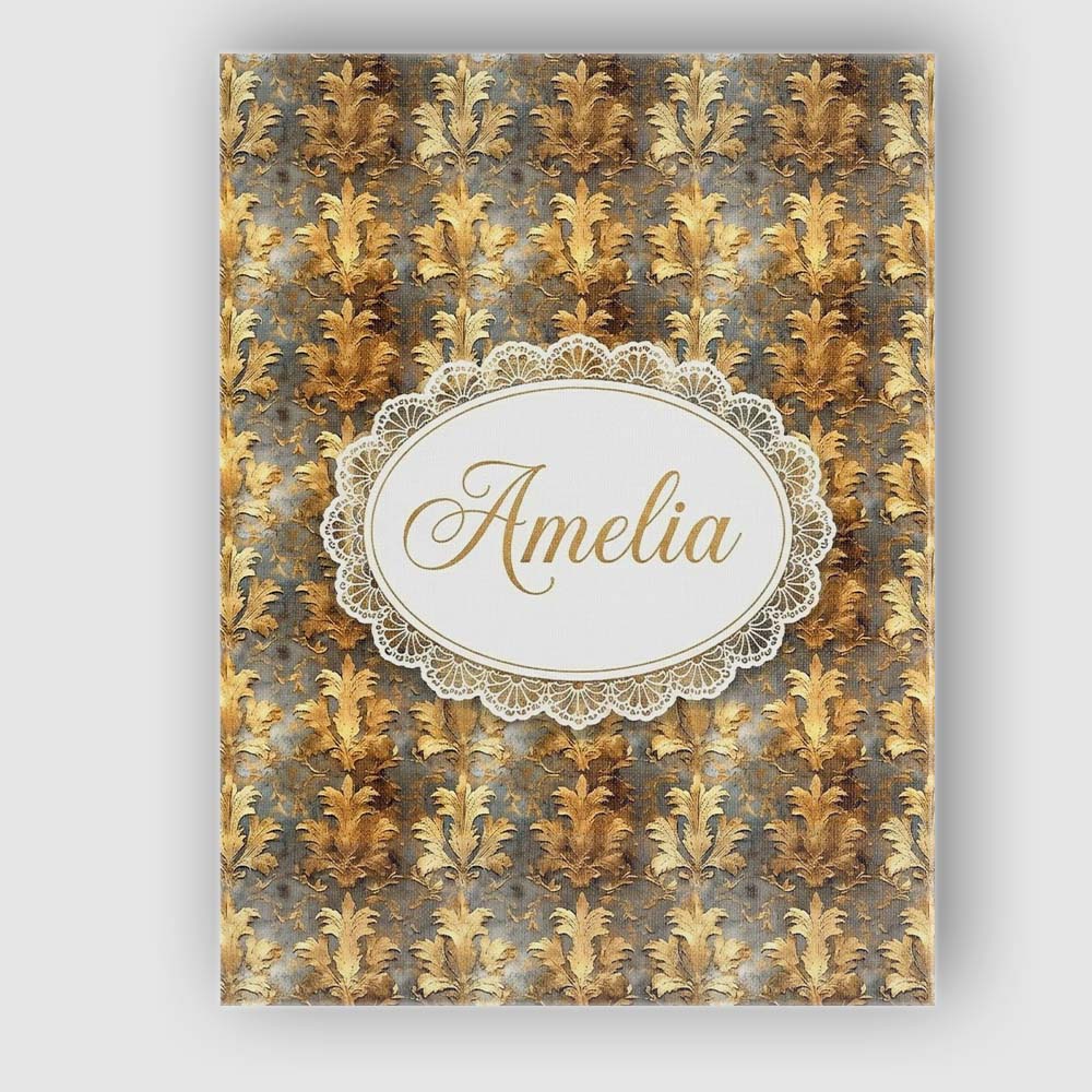 Personalised Name Antique Gold Leaf Damask Custom Unique Gift Idea Elegant Feature Canvas Wall Art Print Decor Picture Ready to Hang