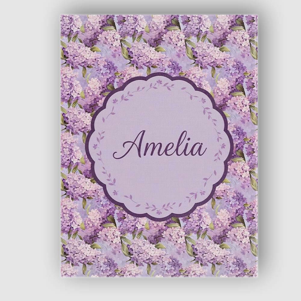 Personalised Name Lilac Hydrangea Floral Custom Unique Gift Idea Elegant Feature Canvas Wall Art Print Decor Picture Ready to Hang