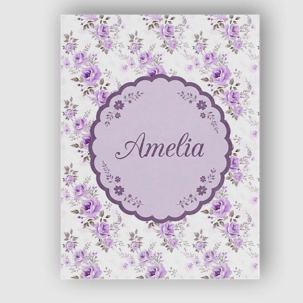 Personalised Name Pastel Purple Rose Floral Custom Bespoke Interior Contemporary Canvas Wall Art Print Decor Picture Ready to Hang