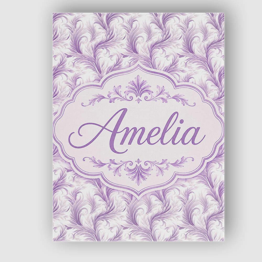 Personalised Name Soft Lavender Feather Custom Modern Room Accent Elegant Feature Canvas Wall Art Print Decor Picture Ready to Hang