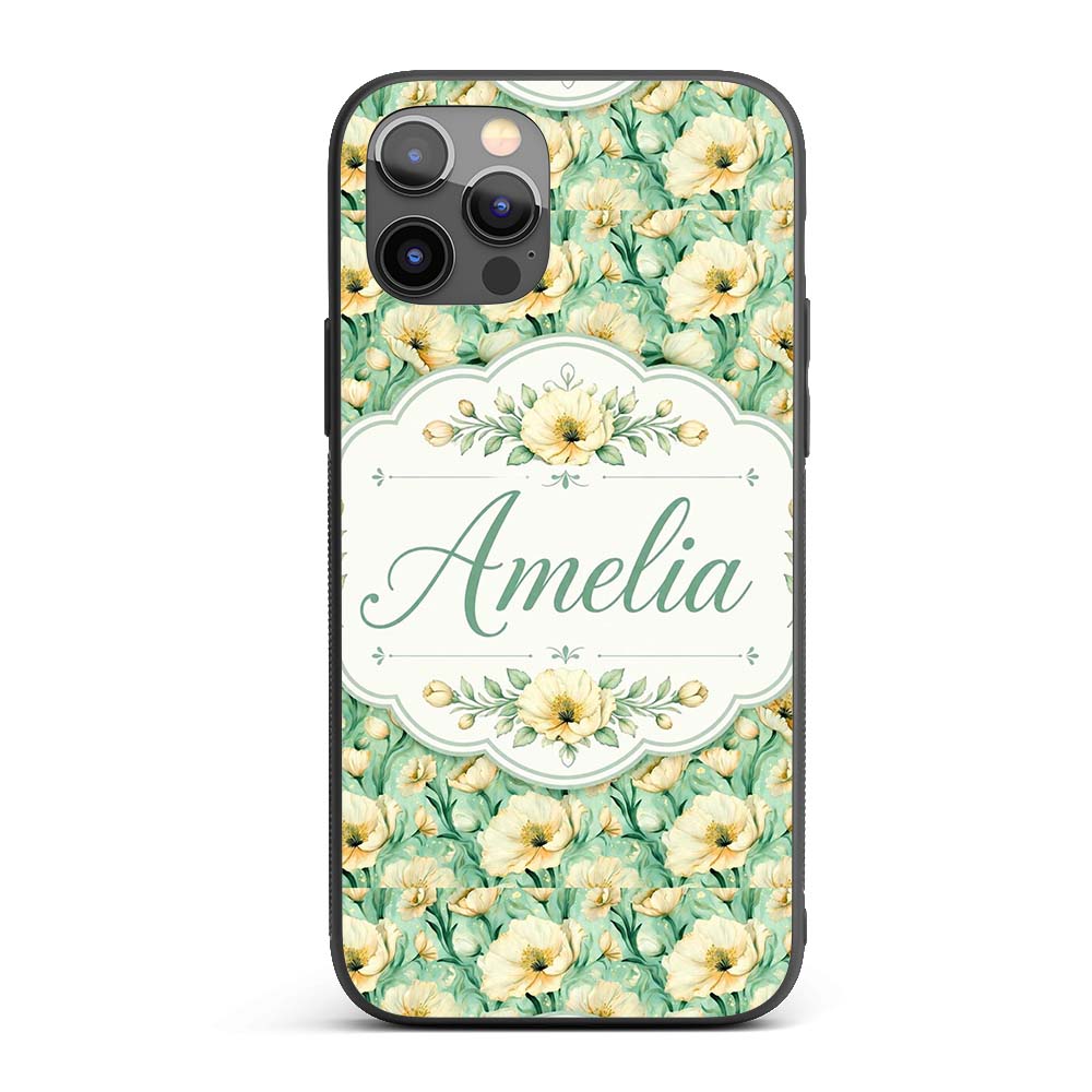 Cream Poppy Floral Seamless Pattern Soft Artistic Custom Name Protective Phone Case Mobile Cover Durable Everyday Smartphone Shock Resistant