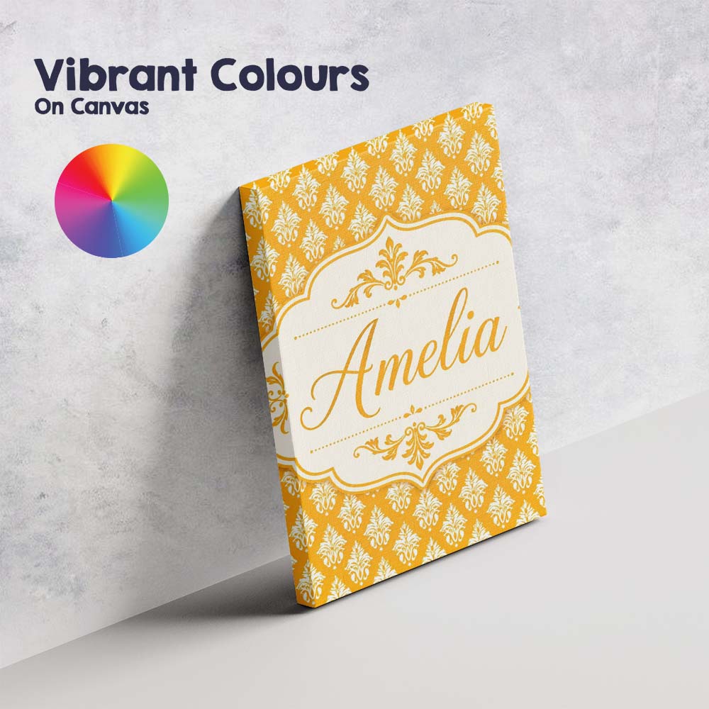 Personalised Name Bright Mustard Yellow Custom Modern Room Accent Elegant Feature Canvas Wall Art Print Decor Picture Ready to Hang