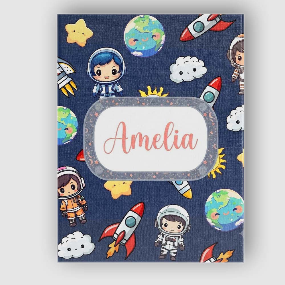 Personalised Name Kids Space Rockets Custom Premium Decorative Design Modern Room Accent Canvas Wall Art Print Decor Picture Ready to Hang