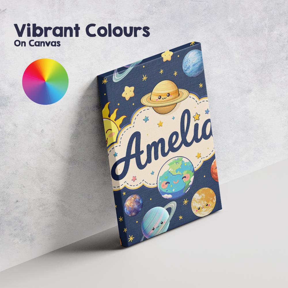 Personalised Name Solar System Sun Earth Custom Unique Gift Idea Elegant Feature Canvas Wall Art Print Decor Picture Ready to Hang