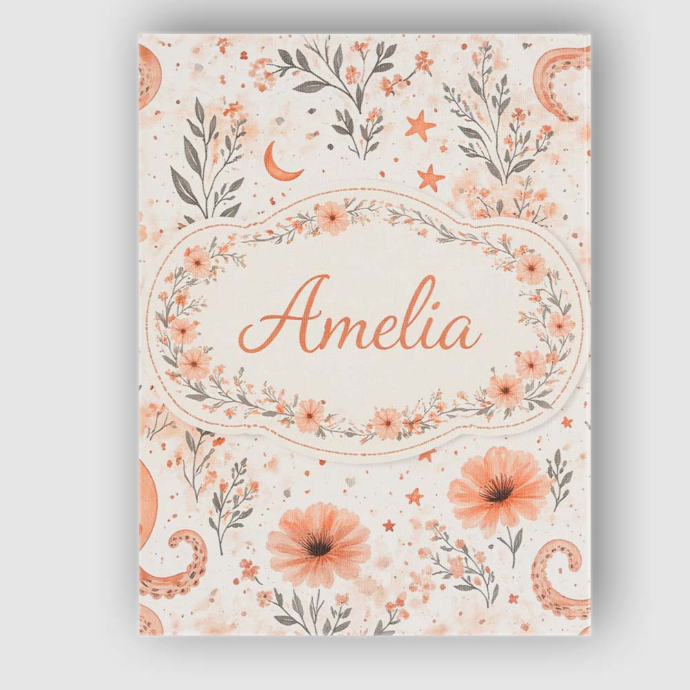 Personalised Name Cute Octopus Floral Seamless Pattern Charming Custom Statement Canvas Wall Art Print Decor Picture Ready to Hang