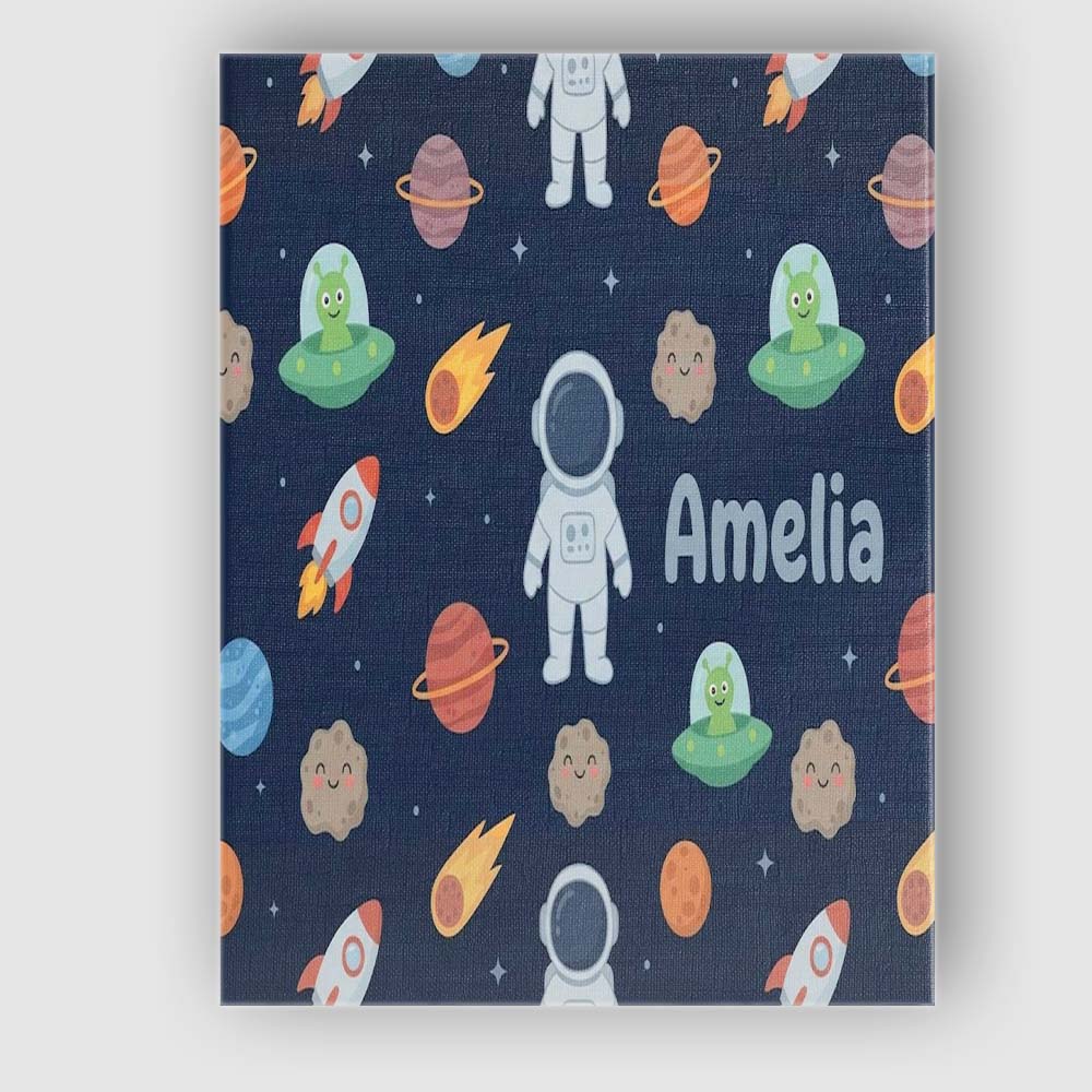 Personalised Name Space Astronaut Alien UFO Custom Bespoke Interior Contemporary Canvas Wall Art Print Decor Picture Ready to Hang