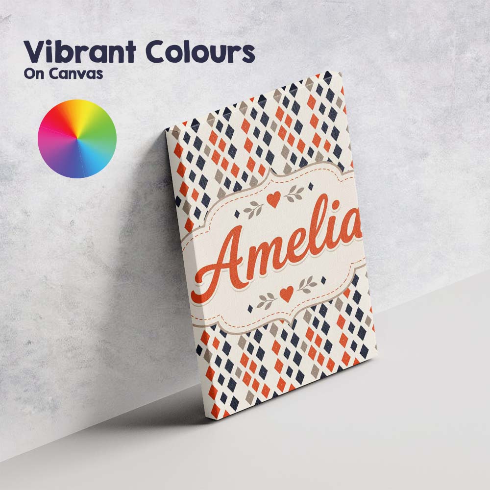 Personalised Name Diamond Geometric Seamless Custom Bespoke Contemporary Display Canvas Wall Art Print Decor Picture Ready to Hang