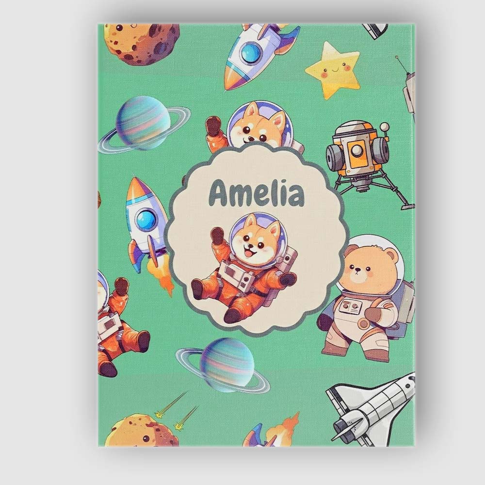 Personalised Name Space Dog Bear Astronaut Custom Unique Gift Idea Elegant Feature Canvas Wall Art Print Decor Picture Ready to Hang