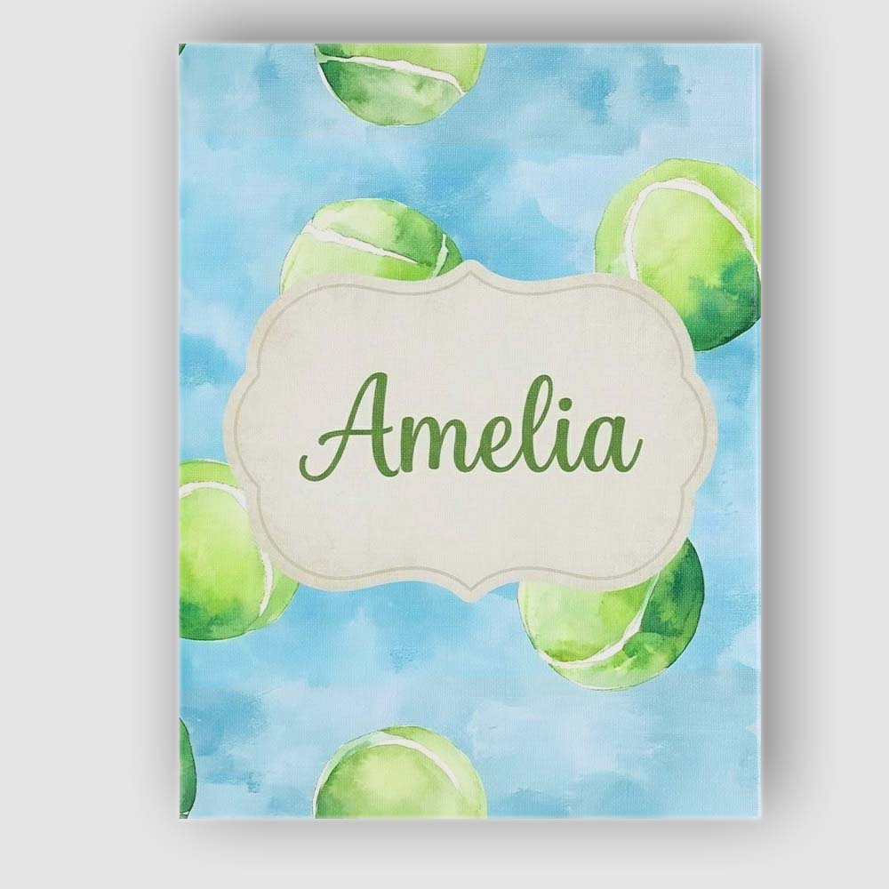 Personalised Name Watercolor Tennis Balls Custom Unique Gift Idea Elegant Feature Canvas Wall Art Print Decor Picture Ready to Hang