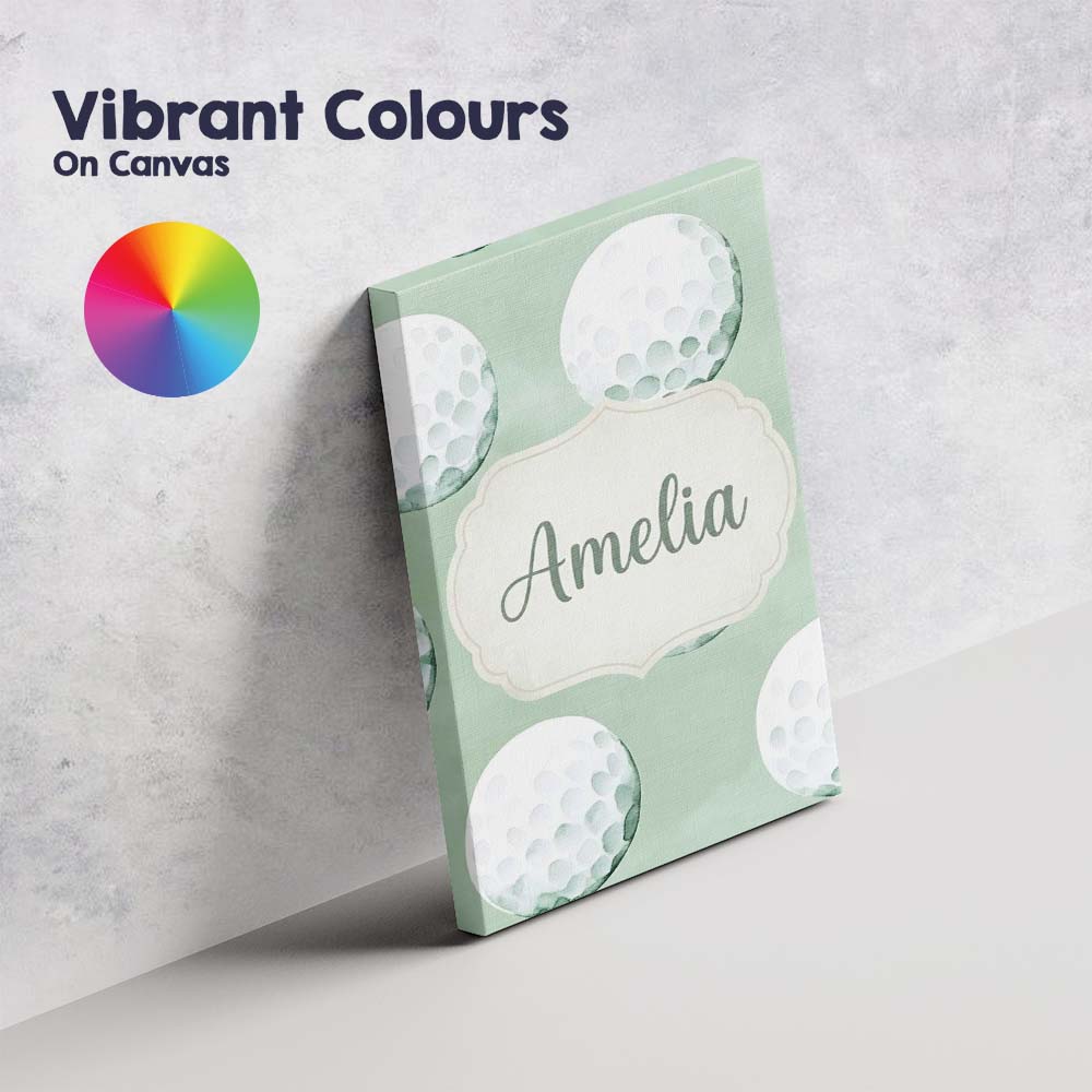 Personalised Name Watercolor Golf Balls on Custom Unique Gift Idea Elegant Feature Canvas Wall Art Print Decor Picture Ready to Hang