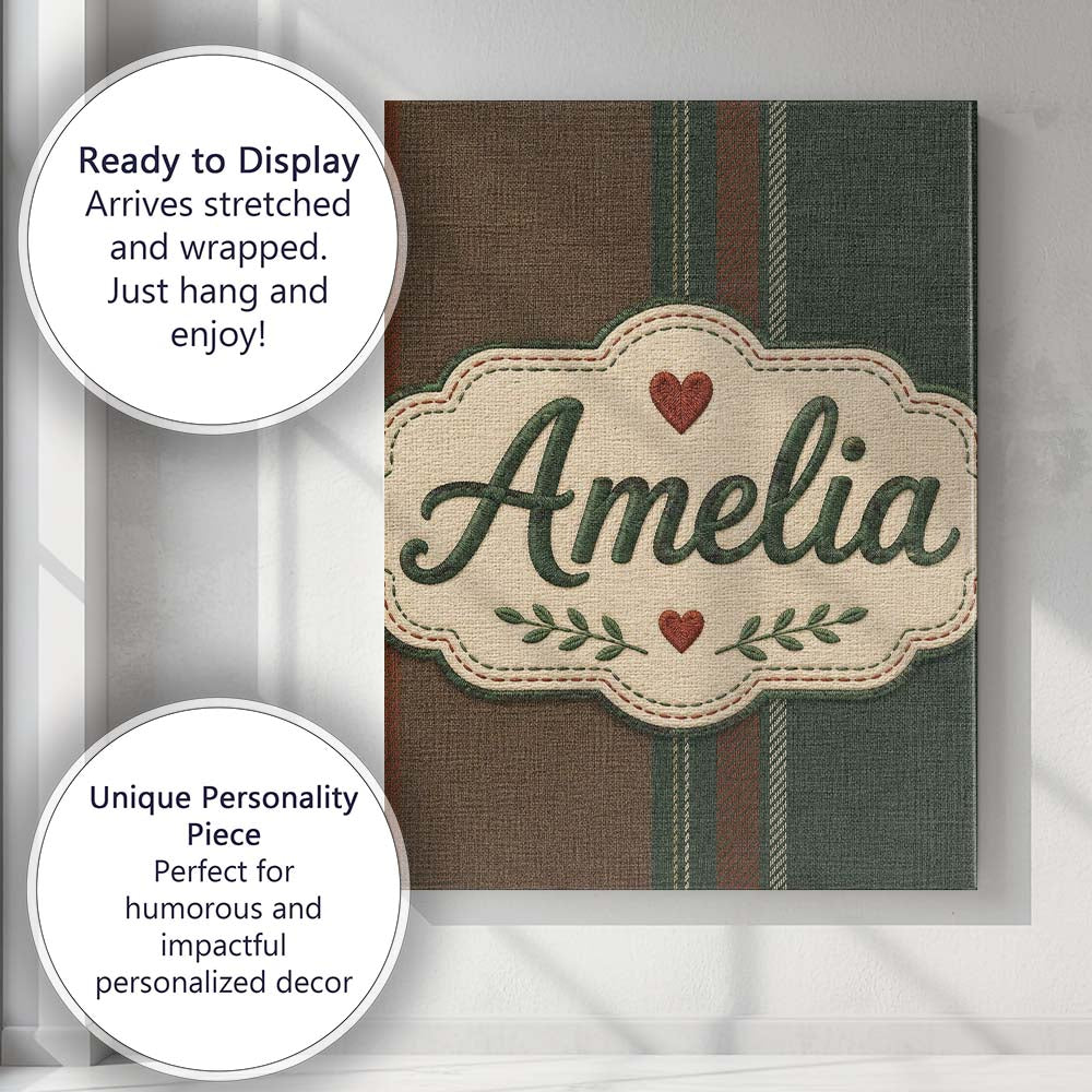 Personalised Name Rustic Brown Green Tartan Custom Bespoke Interior Contemporary Canvas Wall Art Print Decor Picture Ready to Hang