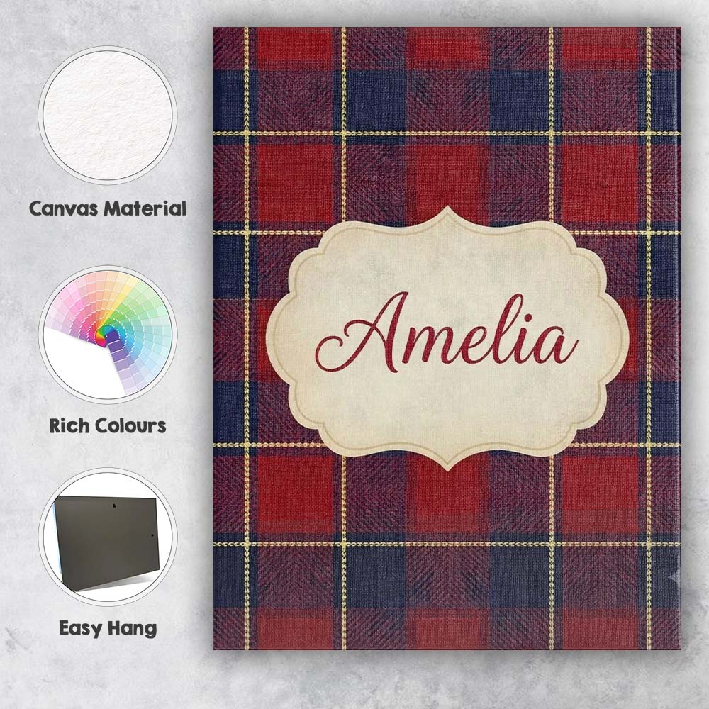 Personalised Name Deep Red Blue Classic Custom Modern Room Accent Elegant Feature Canvas Wall Art Print Decor Picture Ready to Hang