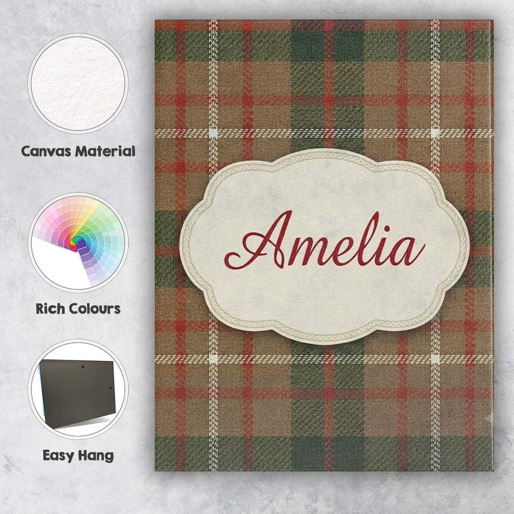 Personalised Name Earthy Brown Green Custom Premium Decorative Design Modern Room Accent Canvas Wall Art Print Decor Picture Ready to Hang