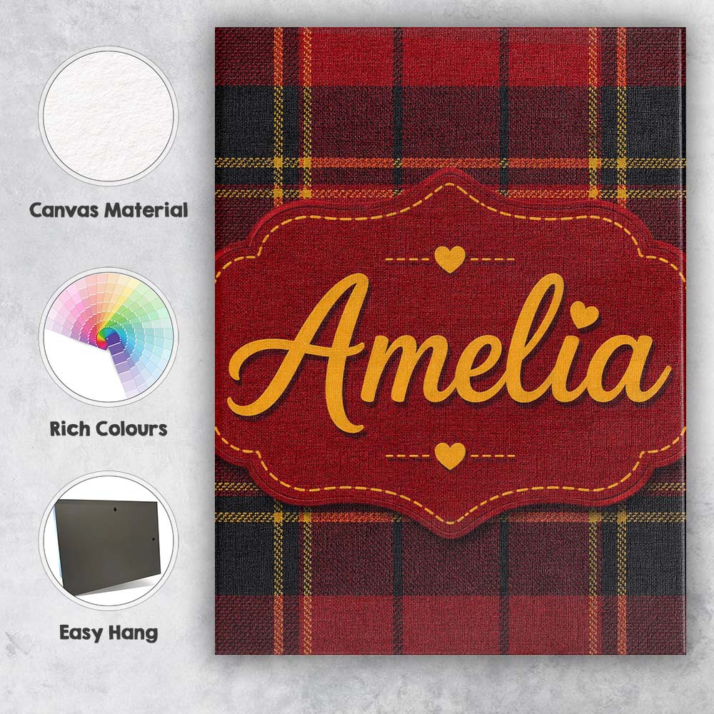 Personalised Name Bold Red Black Classic Custom Unique Gift Idea Elegant Feature Canvas Wall Art Print Decor Picture Ready to Hang