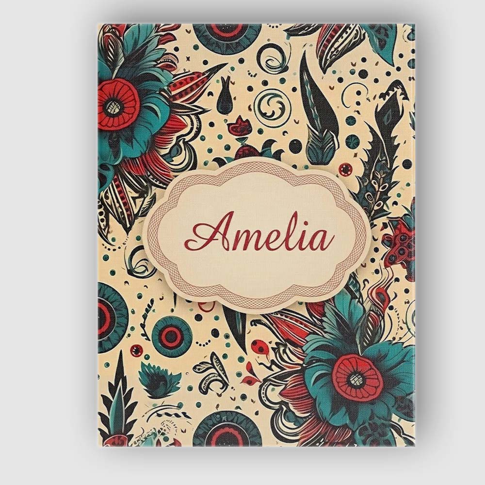 Personalised Name Abstract Floral Folk Custom Modern Room Accent Elegant Feature Canvas Wall Art Print Decor Picture Ready to Hang