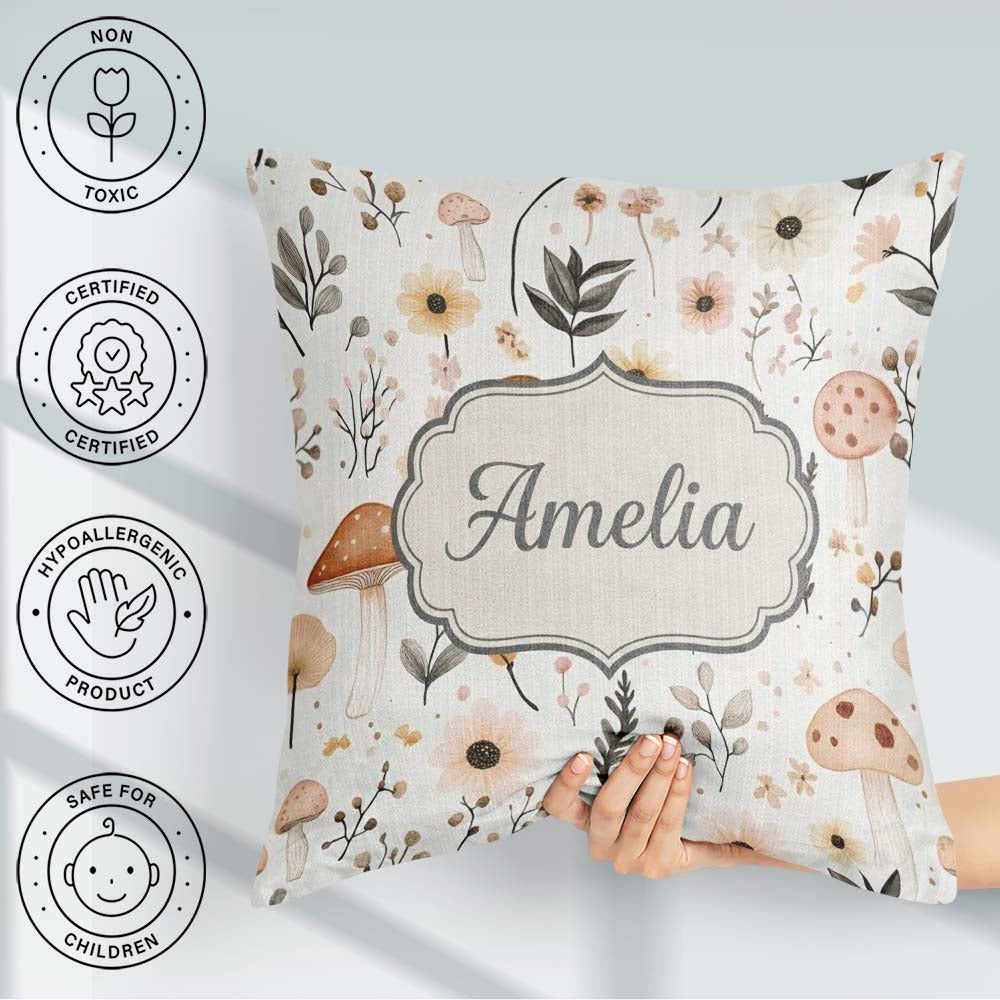 Custom Name Moon Stars Floral Dreamy Seamless Pattern Name Cute Square Filled Cushion Throw Pillow Sofa Bed Home Decor Zip Washable UK Made
