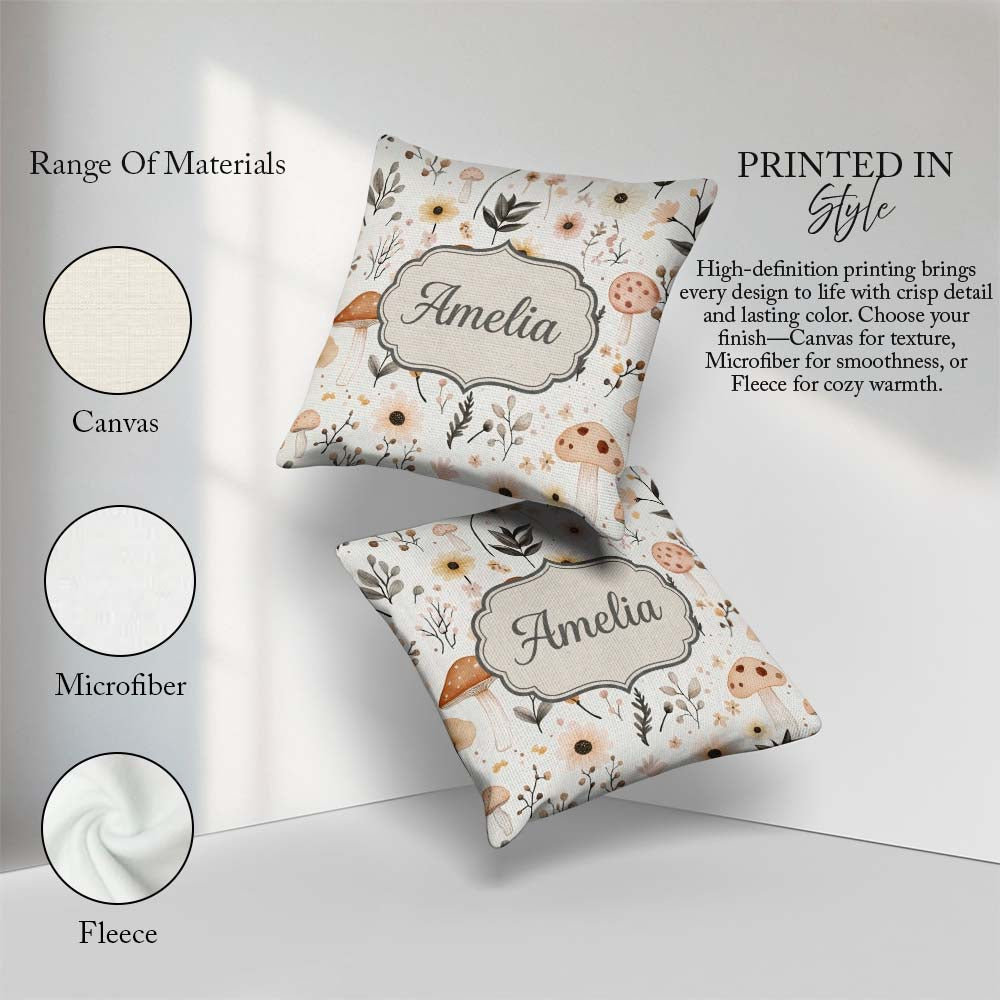Custom Name Moon Stars Floral Dreamy Seamless Pattern Name Cute Square Filled Cushion Throw Pillow Sofa Bed Home Decor Zip Washable UK Made