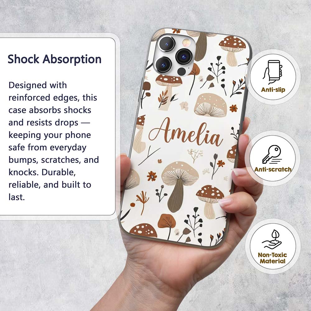 Cute Teddy Bear Floral Nursery Seamless Pattern Custom Name Protective Phone Case Mobile Cover Durable Everyday Smartphone Shock Resistant