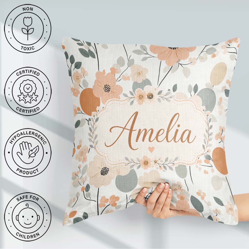 Custom Name Minimal Abstract Soft Neutral Seamless Pattern Name Square Filled Cushion Throw Pillow Sofa Bed Home Decor Zip Washable UK Made