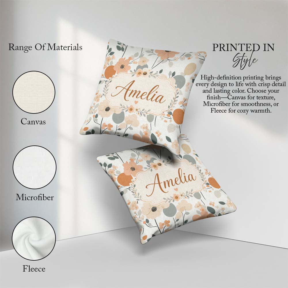 Custom Name Minimal Abstract Soft Neutral Seamless Pattern Name Square Filled Cushion Throw Pillow Sofa Bed Home Decor Zip Washable UK Made