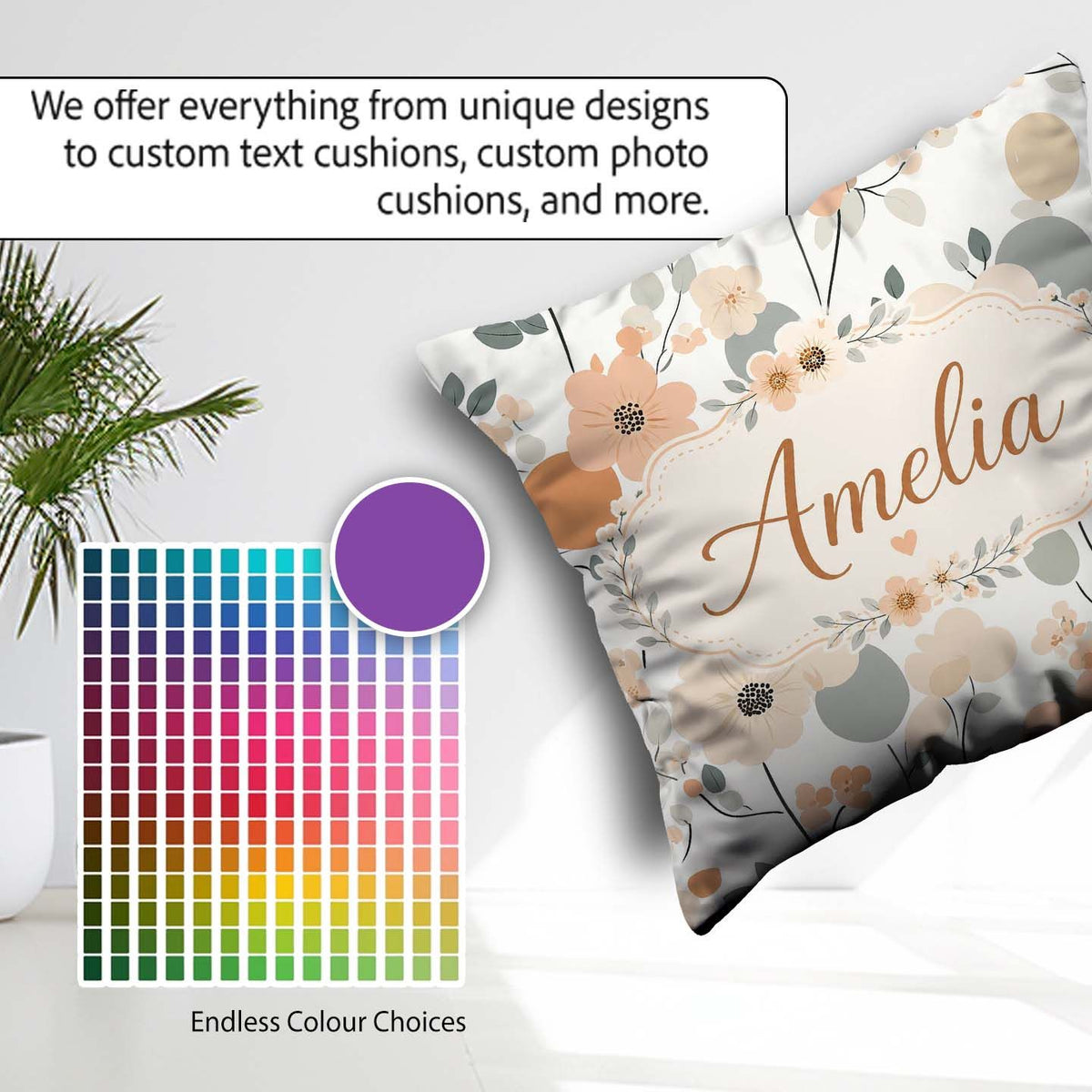 Custom Name Minimal Abstract Soft Neutral Seamless Pattern Name Square Filled Cushion Throw Pillow Sofa Bed Home Decor Zip Washable UK Made