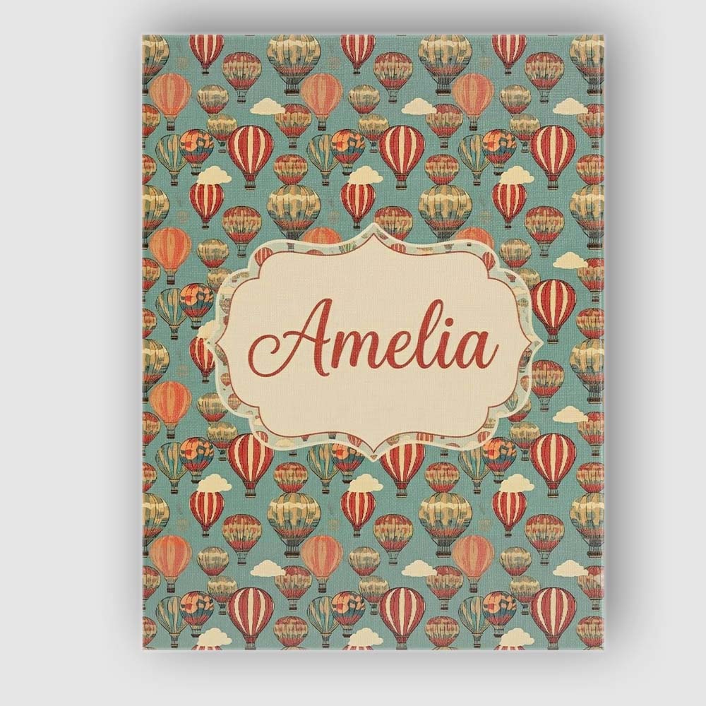 Personalised Name Boho Hot Air Balloon Custom Modern Room Accent Elegant Feature Canvas Wall Art Print Decor Picture Ready to Hang