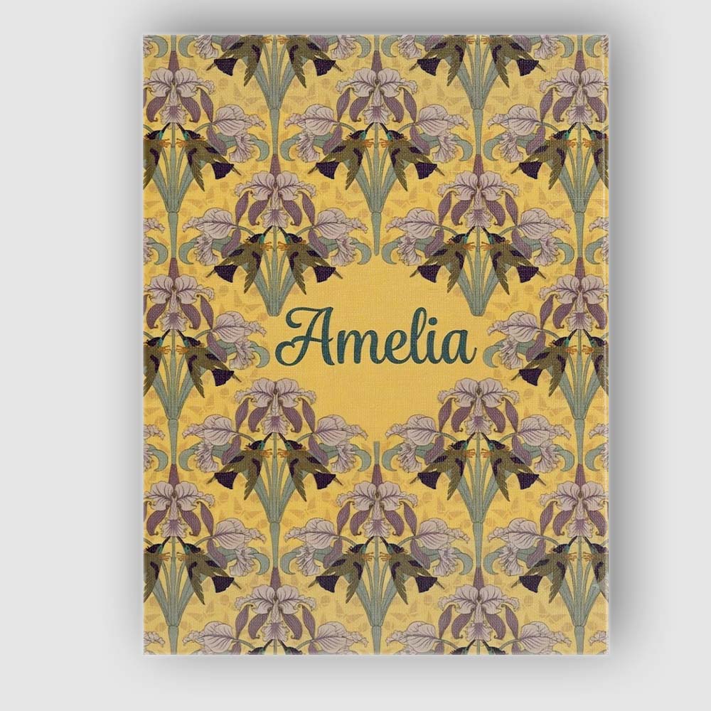 Personalised Name Nouveau Iris Floral Custom Unique Gift Idea Modern Room Accent Canvas Wall Art Print Decor Picture Ready to Hang